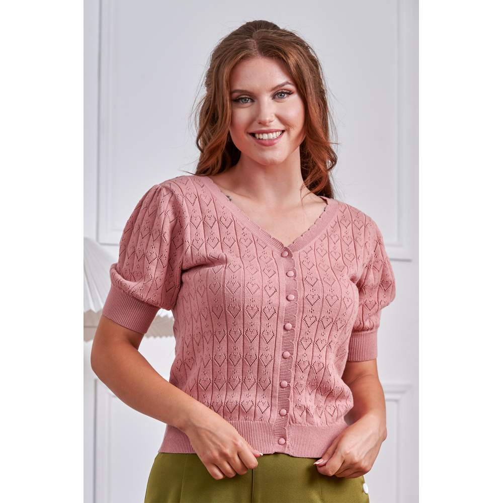Banned - Sweet Hearts Convertible Cardigan - Roze